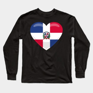 Dominican Republic Flag Heart Long Sleeve T-Shirt